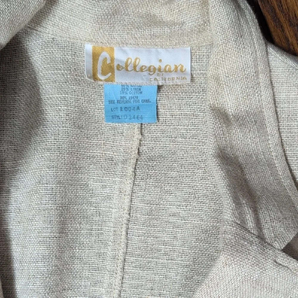 Collegian By California - VINTAGE 1980s Linen Blend Blazer and Skirt Set - Picture 4 of 13